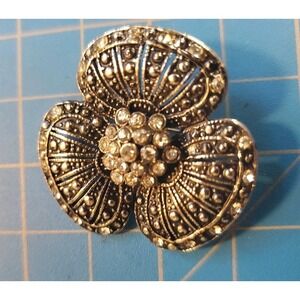 Vintage 1950s, Floral Shaped Rhinestone...